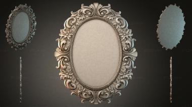 Decorative frames, framing Oval mirror with inset scrolls and floral pattern 3d model