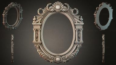 Decorative frames, framing Oval mirror frame with columns and leaf ornament 3d model