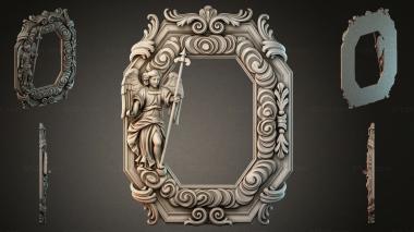 Decorative frames, framing Carved octagonal frame with an angel and a cross 3d model