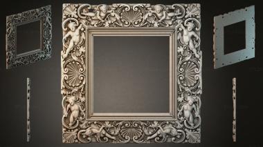 Decorative frames, framing Baroque frame with putti and shells 3d model