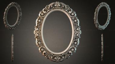 Decorative frames, framing Oval mirror frame with baroque scrolls and volutes 3d model