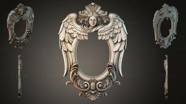 Decorative frames, framing Angel medallion with wings and a womans face 3d model
