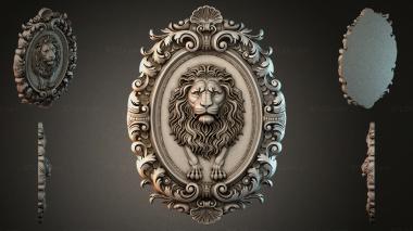 Decorative frames, framing Lions head in an oval frame with baroque scrolls 3d model