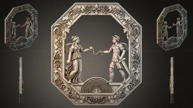 Decorative frames, framing Octagonal panel with classical figures of Diana and a warrior in an ornamental frame 3d model