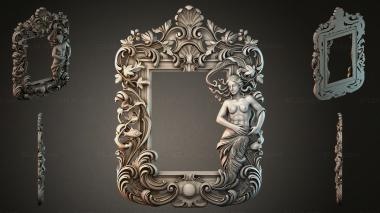 Decorative frames, framing Mirror with rocaille ornament and a figure of a nymph 3d model