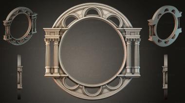 Decorative frames, framing Round mirror with columns and arched frame 3d model