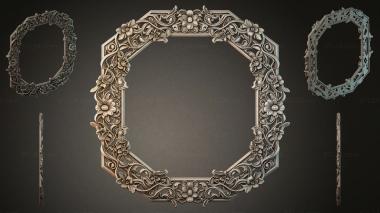 Decorative frames, framing Octagonal frame with floral ornament and swirls 3d model