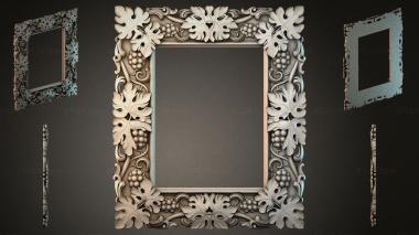 Decorative frames, framing Carved frame with grapes and leaves 3d model