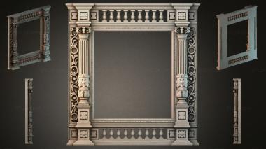 Decorative frames, framing Fireplace mantel with Corinthian columns and classic molding 3d model