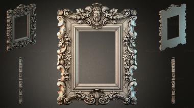 Decorative frames, framing Carved frame with mask and leaves for a mirror 3d model