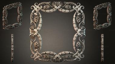 Decorative frames, framing Grape milled ornament square frame with leaves and bunches 3d model