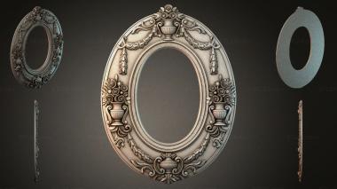 Decorative frames, framing Oval frame with flower urns and garlands 3d model