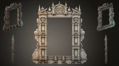 Decorative frames, framing Classical architectural portal with towers and a dome 3d model