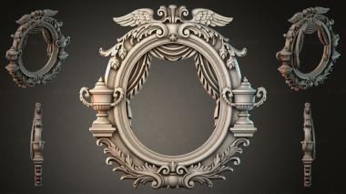 Decorative frames, framing Oval mirrored cartouche with wings, urns and scrolls 3d model