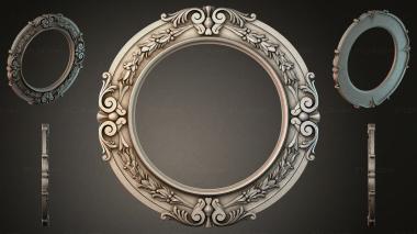 Decorative frames, framing Round mirror frame with volutes and floral ornament 3d model