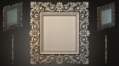 Decorative frames, framing Carved frame with volutes and flower buds for CNC 3d model