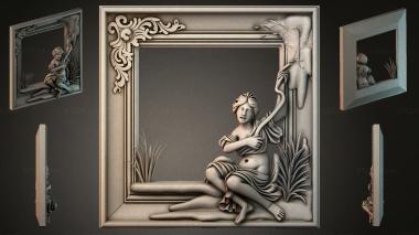 Decorative frames, framing Panel with a seated nymph and ornament 3d model