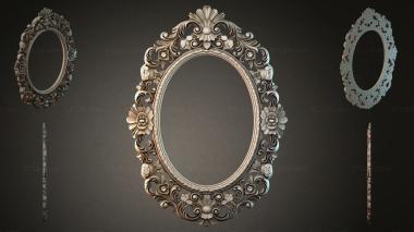 Decorative frames, framing Oval mirror with floral baroque ornament and masks 3d model
