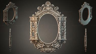 Decorative frames, framing Oval mirror with columns and swirls in a classic style 3d model