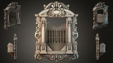 Decorative frames, framing Organ façade with volutes and fluted columns 3d model
