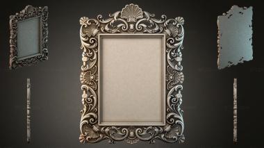 Decorative frames, framing Picture frame with floral ornament and shells 3d model