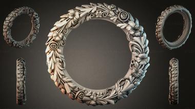Decorative frames, framing Round frame with floral pattern and rosettes 3d model
