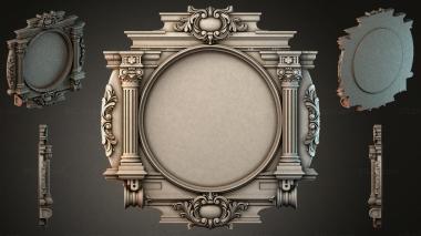 Decorative frames, framing Classic architectural frame with Corinthian columns and a round medallion 3d model