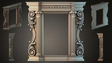 Decorative frames, framing Classical portal with Ionic columns and acanthus consoles 3d model