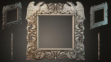 Decorative frames, framing Double frame mirror with winged angels and swirl pattern 3d model