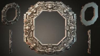 Decorative frames, framing Octagonal frame with lion masks and floral ornament 3d model
