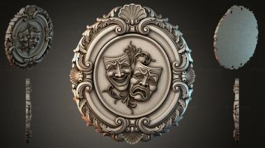 Decorative frames, framing Oval medallion with two theatrical masks and acanthus scrolls 3d model