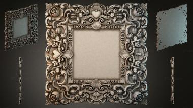 Decorative frames, framing Carved frame with floral volutes and hearts 3d model