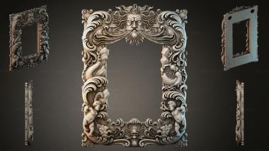 Decorative frames, framing Ornamental picture frame with bearded man face and cherub figures 3d model