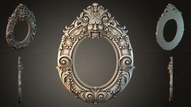 Decorative frames, framing Oval mirror with lion mask and garlands 3d model