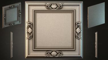 Decorative frames, framing Carved square panel with scrolls and ornamental cartouches 3d model