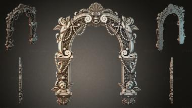 Decorative frames, framing Arched portal with angels and pearl garlands 3d model