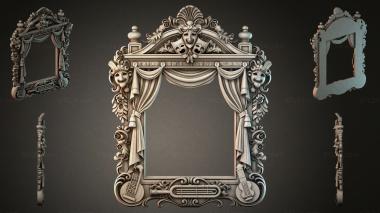 Decorative frames, framing Theatrical frame with masks, curtains and musical instruments 3d model