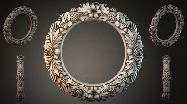 Decorative frames, framing Round ornamental frame with floral clusters and spirals 3d model