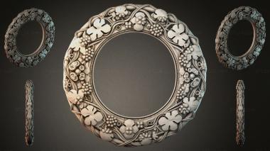 Decorative frames, framing Round frame with bunches of grapes and clover leaves 3d model