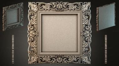 Decorative frames, framing Carved frame with swirling ornament and floral motifs 3d model