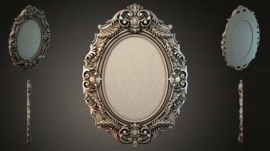 Decorative frames, framing Oval mirror with cascading acanthus and spiral scrolls 3d model
