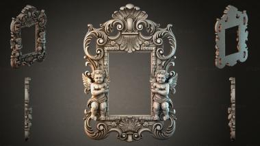 Decorative frames, framing Mirror with winged putti and scrolls 3d model
