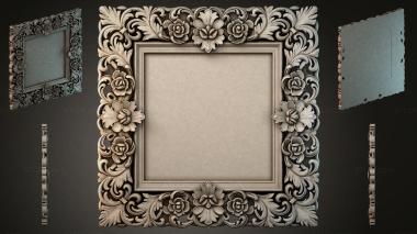 Decorative frames, framing Baguette frame with rosettes and broken leaves 3d model