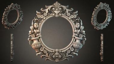Decorative frames, framing Round mirror frame with flower vases and palmettes 3d model