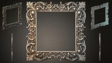 Decorative frames, framing Ornamental frame with volutes and floral elements 3d model