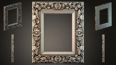 Decorative frames, framing Rectangular frame with acanthus leaves and flower rosettes 3d model