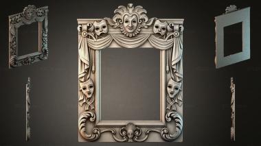 Decorative frames, framing Theatrical mirror with masks and drapery 3d model