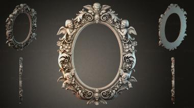 Decorative frames, framing Oval mirror with angels and acanthus 3d model