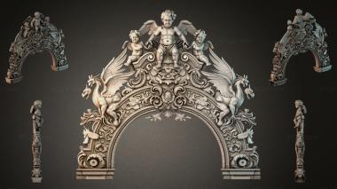 Decorative frames, framing Architectural portal with winged dragons and putti 3d model
