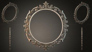 Decorative frames, framing Oval decorative mirror ornament with acanthus scrolls and vertical columns 3d model